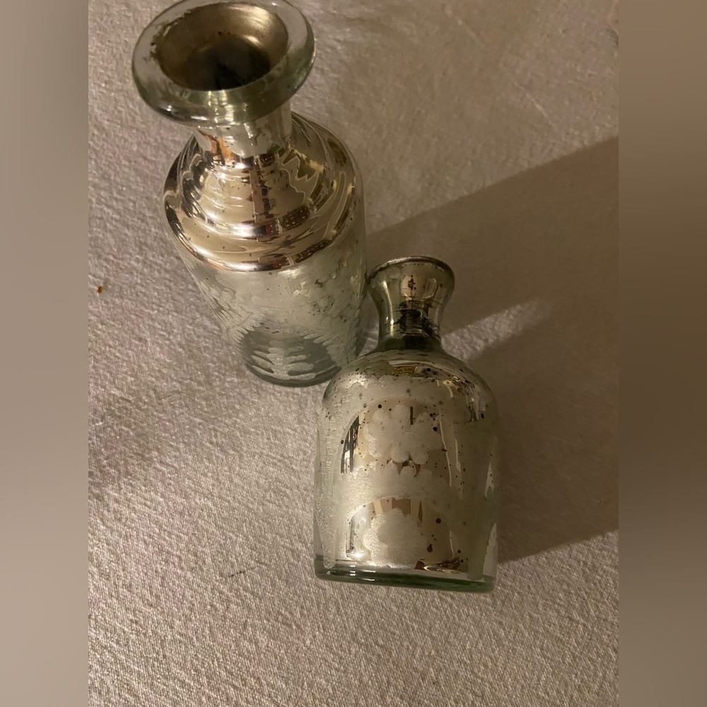 2 Mercury glass bud vases